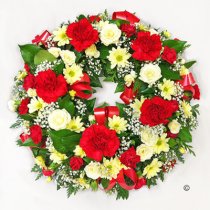 Red and Yellow Classic Wreath Code: JGFF2760RYW | Local Delivery Or Collect From Shop Only
