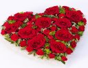 Classic red rose and red spray carnation heart Code: FL83460RS| Local delivery or collect from our shop only