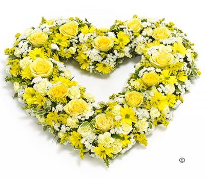 Yellow and white open heart Code: FL16481YS | Local delivery or collect from our shop only