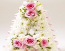 Pink Rose and White Freesia White Massed Letter Tribute Code: JGFF141PRWL| Local delivery or collect from our shop only