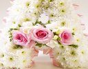 Pink Rose and White Freesia White Massed Letter Tribute Code: JGFF141PRWL| Local delivery or collect from our shop only