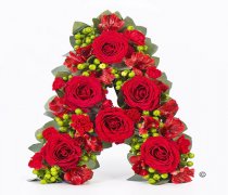 Red and berry mixed loose letter tribute Code: JGFF82301RS | Local delivery or collect from our shop only