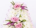 Pink Rose and White Spray Rose White Massed Letter Tribute Code: JGFF4591PS | Local delivery or collect from our shop only