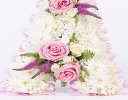 Pink Rose and White Spray Rose White Massed Letter Tribute Code: JGFF4591PS | Local delivery or collect from our shop only