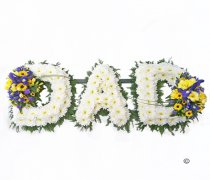 Dad letter tribute Blue and Yellow White Code: JGFF12BYWD | Local delivery or collect from shop only