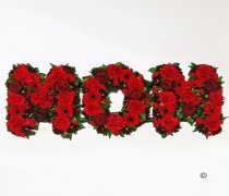 Mom letter flower tribute red loose Code: JGFF381RMOM | Local delivery or collect from our shop only