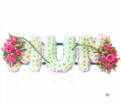 Mum flower letter Tribute Code: JGFF122WM | Local Delivery Or Collect From Shop Only