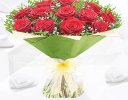 12 Red rose hand-tied with gypsophila  Code: JGF945012RR | Local delivery or collect from our shop only