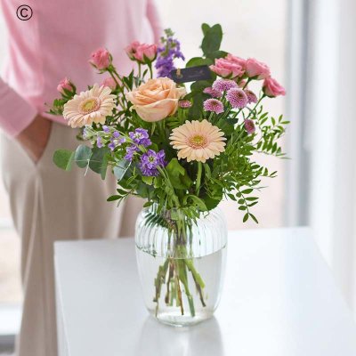 Florist choice flowers in a vase hand-tied Code: VASE1S | Local delivery or collect from our shop only