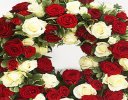 Luxurious Red and White Rose Classic Wreath Code: JGFF300RWWR | Local Delivery Or Collect From Shop Only