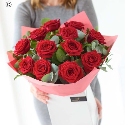 12 Red Rose Hand-tied Interflora Code: CCROR1200 | National delivery and local delivery or collect from our shop
