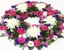 Luxurious White, Purple and Pink Classic Wreath Code: JGFF200LPWPW | Local Delivery Or Collect From Shop Only