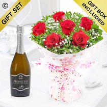 Valentine's six hugs and kisses with a bottle of bubbly Prosecco Code: JGFV60036RRP | Local Delivery Or Collect From Shop Only