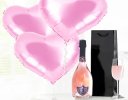 Pink hearts and sparkling rose wine Code: JGFG020PPB | Local delivery or collect from shop only