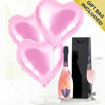 Pink hearts and sparkling rose wine Code: JGFG020PPB | Local delivery or collect from shop only