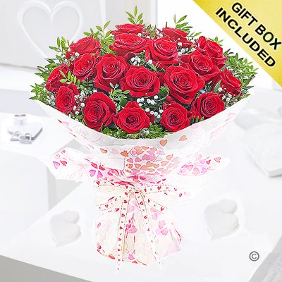 18 red roses hugs and kisses Code: JGF424018RR | Local Delivery Or Collect From Shop Only