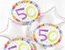 50th birthday balloon bouquet sliver and dots Code: JGFB2850BB | Local delivery or collect from shop only