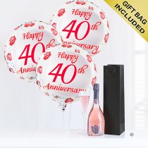 40th anniversary sparkling rose wine and balloons Code: JGFA40THSW | Local delivery or collect from shop only