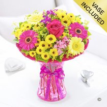 Happy birthday summer vibrant vase Code: JGFSHB889SV | Local delivery or collect from our shop only