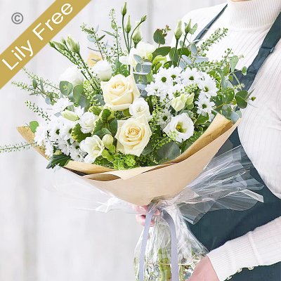 Sympathy lily free florist choice hand-tied Code: LFHTSYM2 | National delivery and local delivery or collect from shop