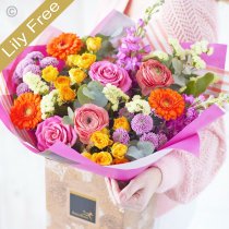 Mothers day brights lily free handtied Code: MDLFHTB3 | National delivery and local delivery or collect from our shop