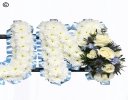 Mum funeral flower letter tribute blue and white Code: JGFF1872BWM | Local delivery or collect from our shop only