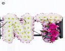 Aunt funeral flower letter tribute pink and white Code: JGFF4872PWA | Local delivery or collect from our shop only
