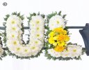 Paul funeral flower letter tribute yellow and white Code: JGFF3872YWP | Local delivery or collect from our shop only