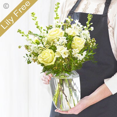 Lily free flowers in a vase neutral florist choice Code: LFVASE2N | National delivery and local delivery or collect from our shop