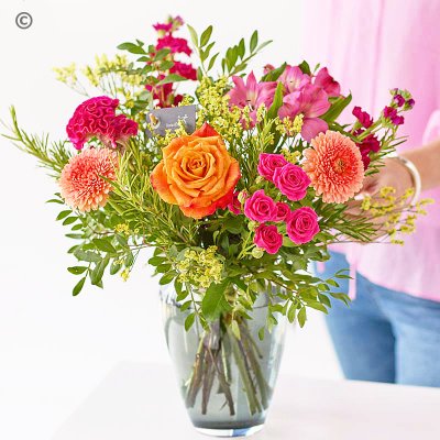 Flowers in a vase brights florist choice Code: VASE2B | National delivery and local delivery or collect from our shop