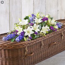 Blue and White Casket Spray Code: F14300BS| National and local delivery