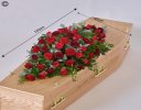 Rose and carnation red tones casket spray Code: F13590RS | National and local delivery