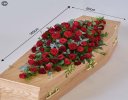 Rose and carnation red tones casket spray Code: F13590RS | National and local delivery