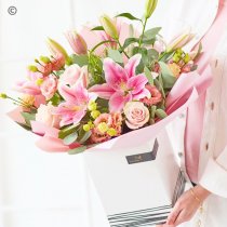 Pretty pink rose and lily bouquet Interflora Code: RLHTP1 | National delivery, local delivery or collect from shop