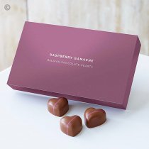 Raspberry ganache filled milk chocolate hearts Code: VCHOCSFT | Local delivery or collect from shop only