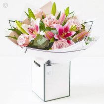 Beautifully simple pink rose and pink lily bouquet Code:SIPRLHT1  | National delivery and local delivery or collect from shop