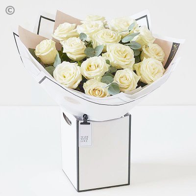 Beautifully Simple White Rose Bouquet Code: SIWRHT1  | National delivery and local delivery or collect from shop