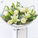 Beautifully Simple Luxury White Rose and Lily Bouquet Code: SIWRLHT2 | National delivery and local delivery or collect from shop