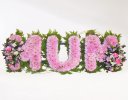 Mum pink massed letter tribute Code JGF1201PMM | Local delivery or collect from our shop only