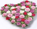 Lilac, Cerise, White and Pink Mixed Rose Heart  Code: F13181PS  | National and Local Delivery