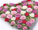 Lilac, Cerise, White and Pink Mixed Rose Heart  Code: F13181PS  | National and Local Delivery