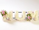 Mum funeral flower letter tribute pink and white Code: JGFF102PWM | Local delivery or collect from our shop only