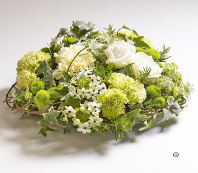 Woodland Green and White Posy Code: JGFF7140WGP | Local Delivery Or Collect From Shop Only